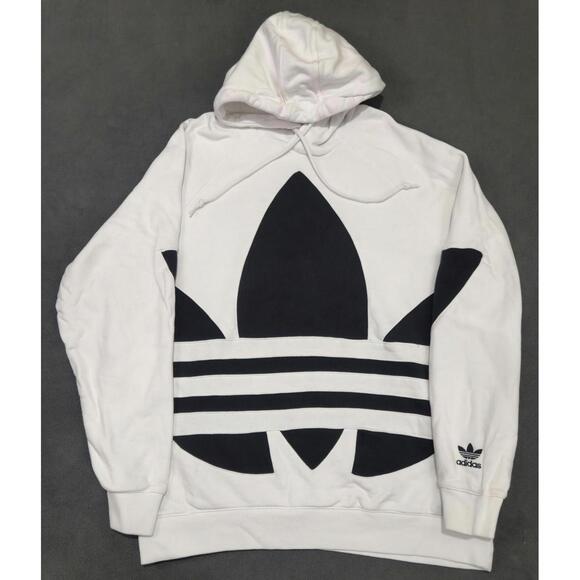 Men's Adidas Originals Big Trefoil Cotton Hoodie Sweatshirts FM9909 White SZ XL - Picture 1 of 5
